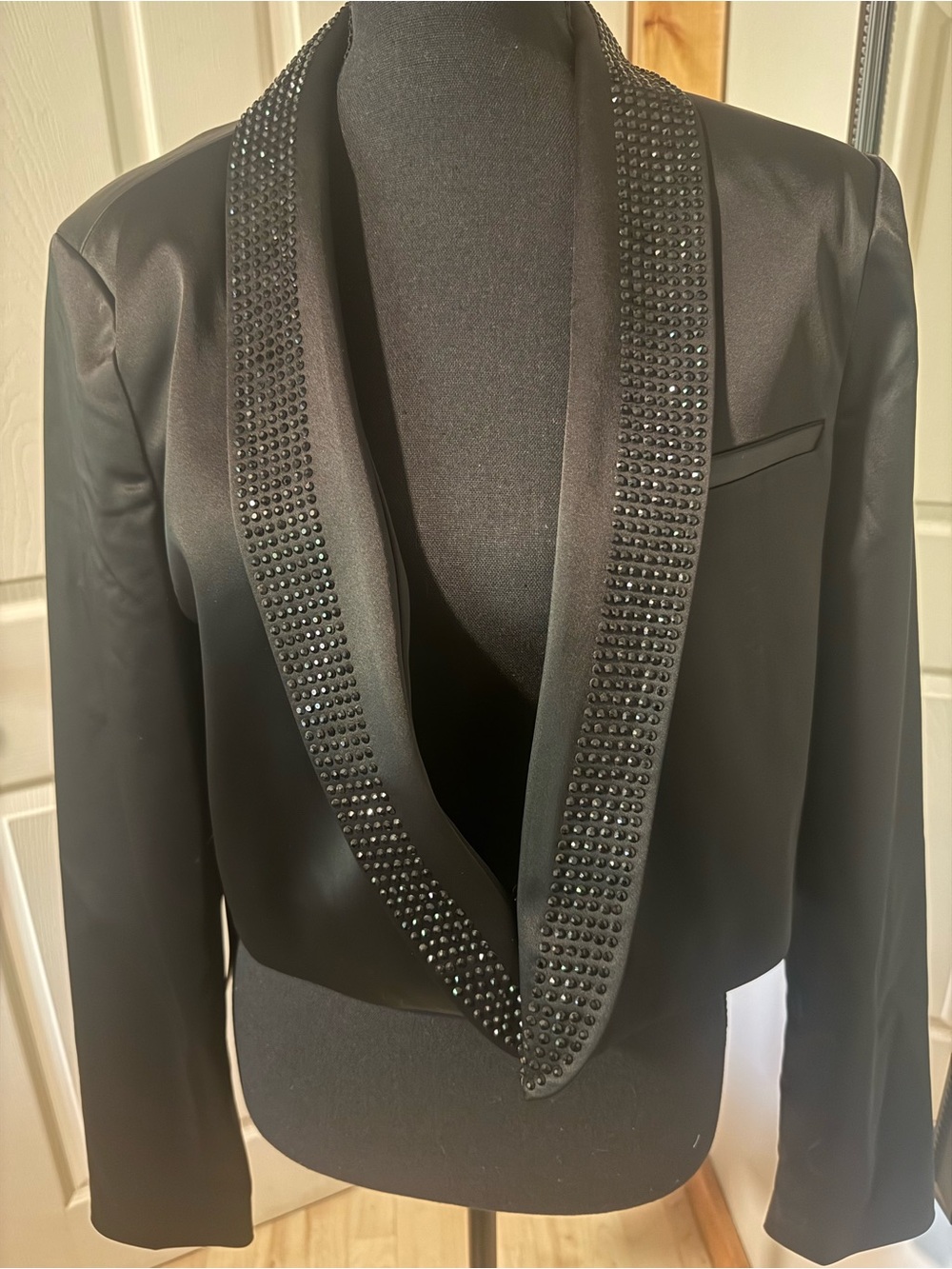 bebe Black Embellished Blazer, Size L